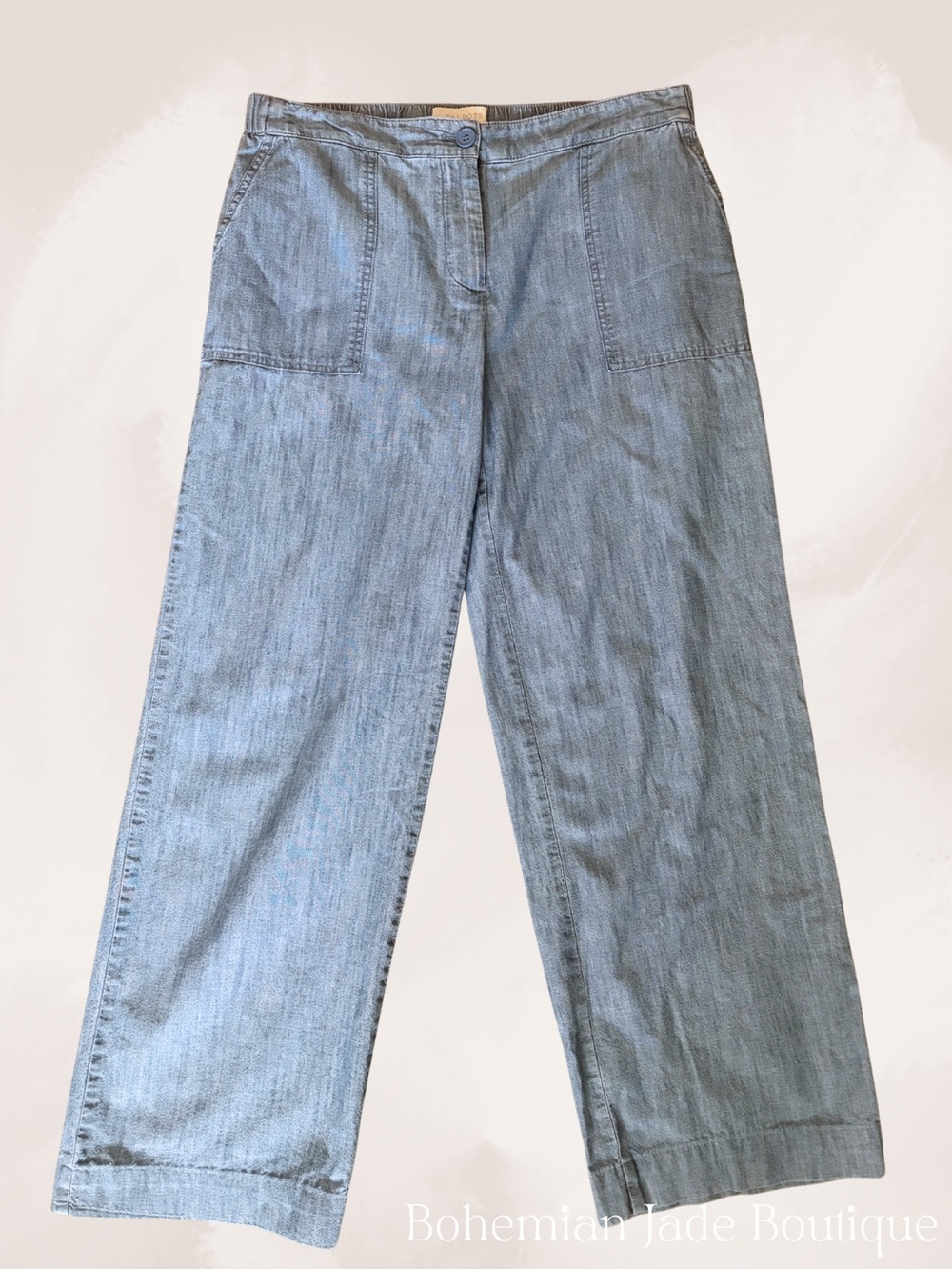 Talbots Chambray Wide Leg Patch Pocket Pants Women’s size 6